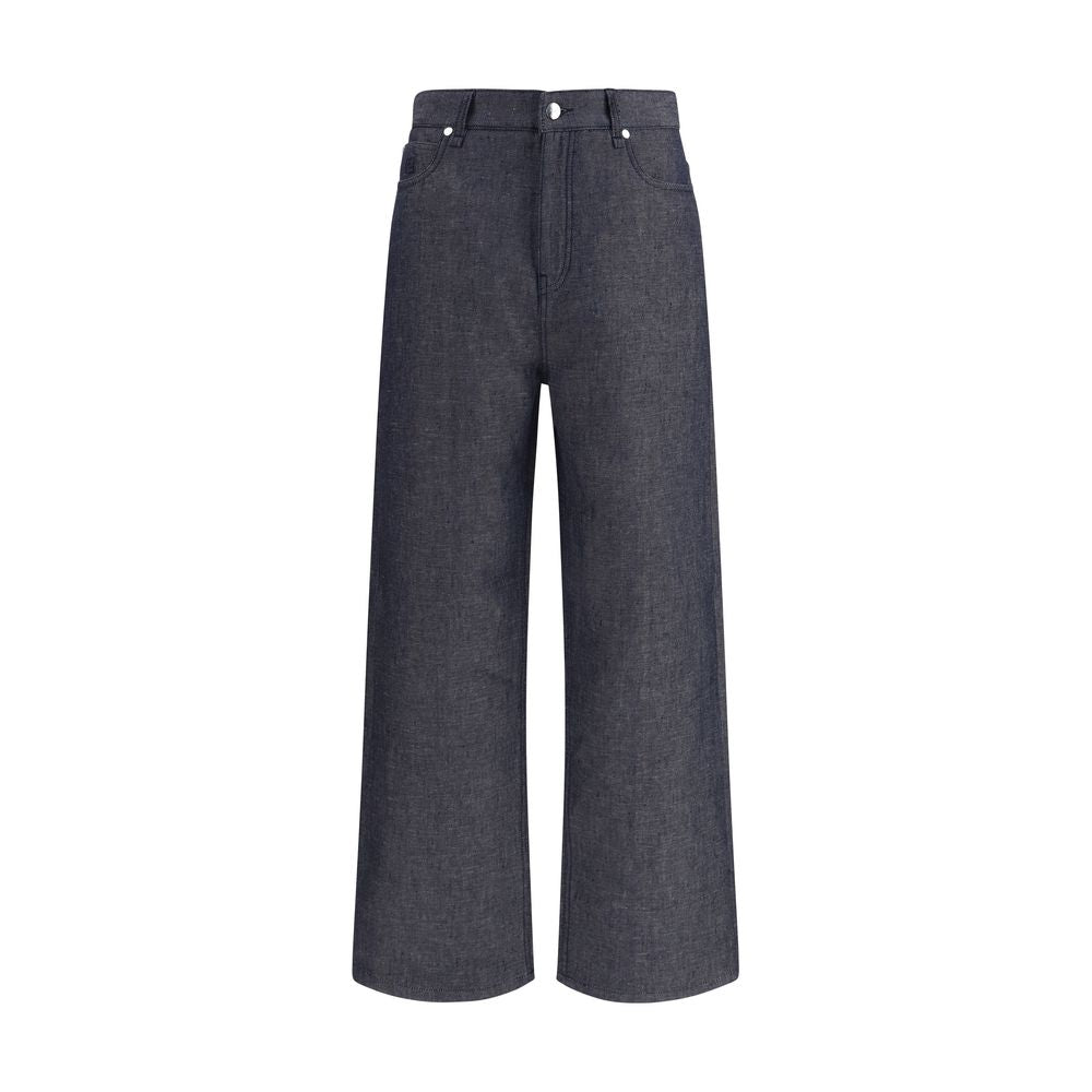 Blaue Leinenjeans im Relaxed Fit
