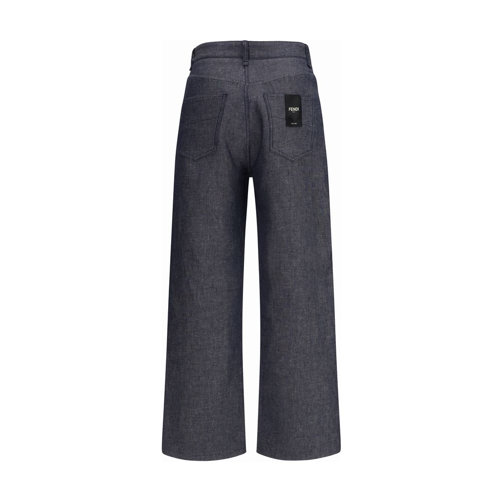 Blaue Leinenjeans im Relaxed Fit