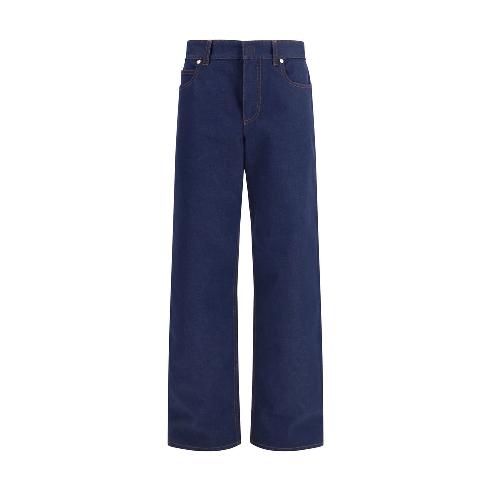 Blaue Baumwoll-Jeans mit geradem Bein