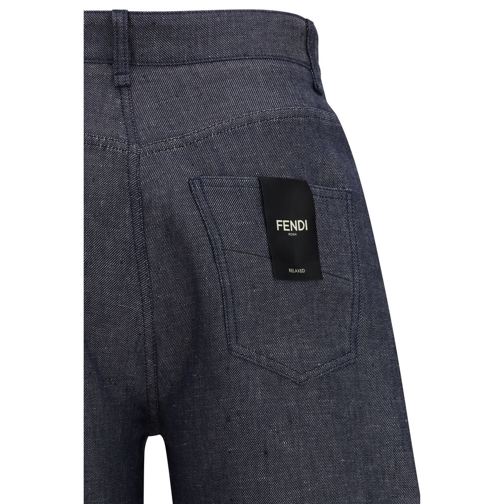 Blaue Leinenjeans im Relaxed Fit