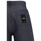 Blaue Leinenjeans im Relaxed Fit