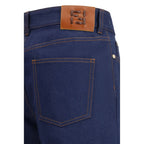 Blaue Baumwoll-Jeans mit geradem Bein