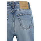 Blue Cotton Flared Jeans