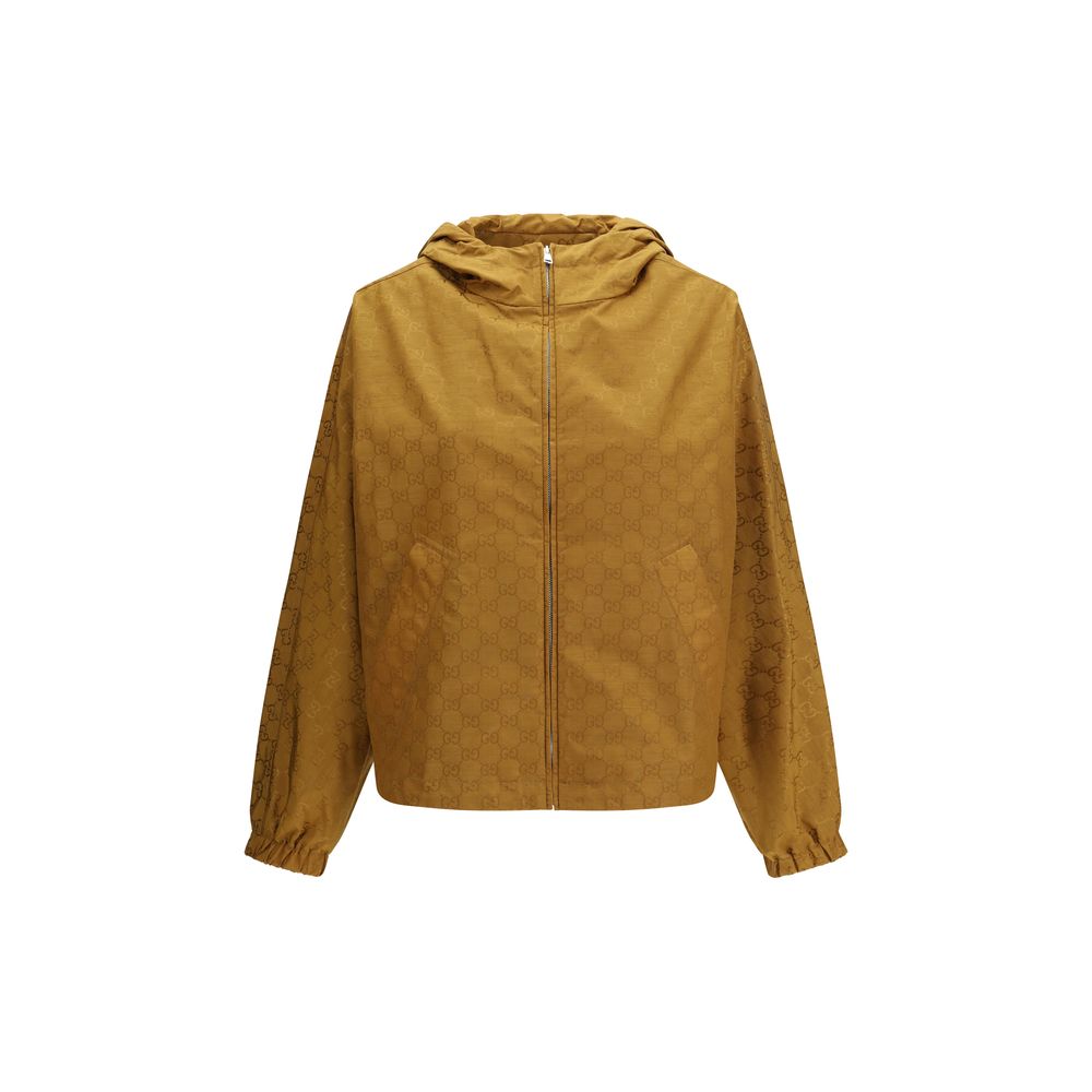 Beige Nylon-Shell-Jacke