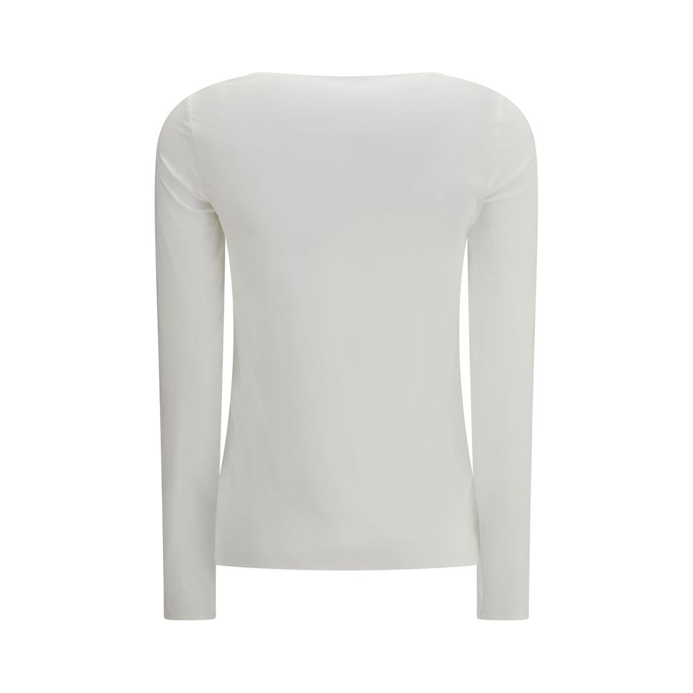 Weißes Modal-Langarmshirt
