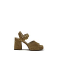 Beige Kalbsleder Plateau-Sandalen
