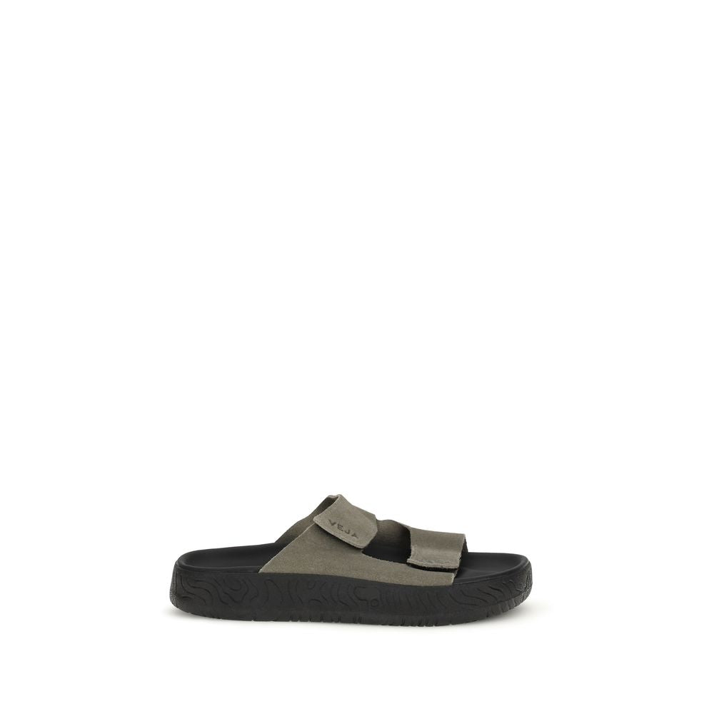 Bicolor-Sandalen aus Kalbsleder (Bos Taurus)