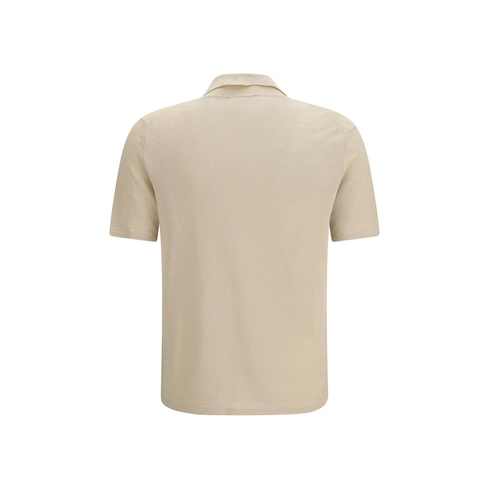 Camicia Polo in Lino Beige