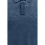 Blue Linen Polo Shirt
