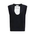 Black Elastane Sleeveles Sweater