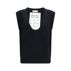 Black Elastane Sleeveles Sweater