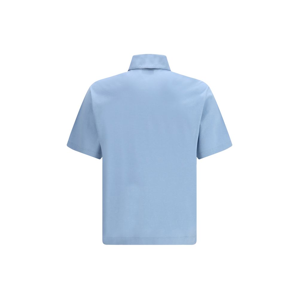 Blaues Baumwoll-Poloshirt