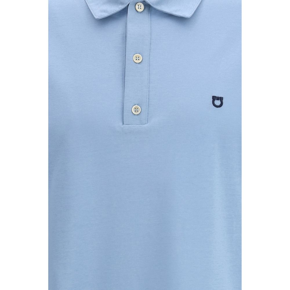Blaues Baumwoll-Poloshirt