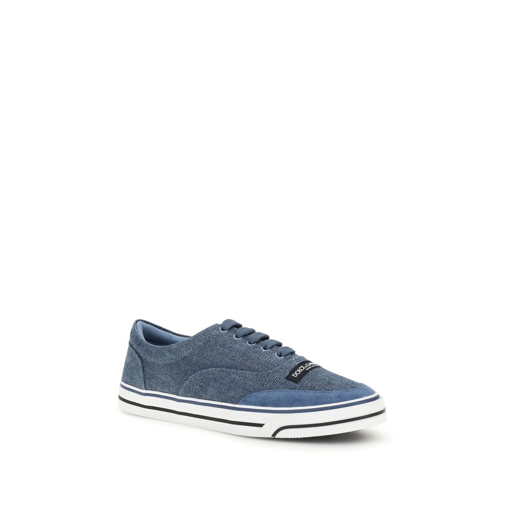 Blaue Leinen-Low-Top-Sneaker