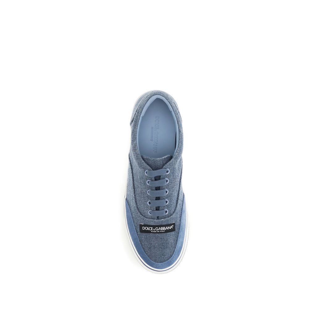 Blaue Leinen-Low-Top-Sneaker