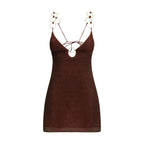 Brown Polyamide Casual Dress