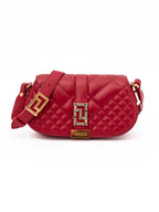 Borsa a tracolla trapuntata in pelle rossa
