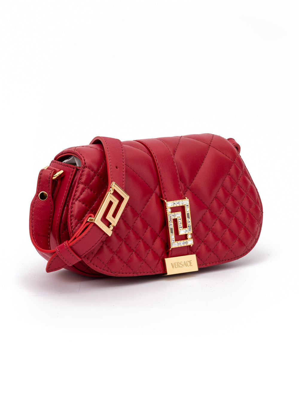 Borsa a tracolla trapuntata in pelle rossa