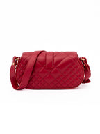Borsa a tracolla trapuntata in pelle rossa