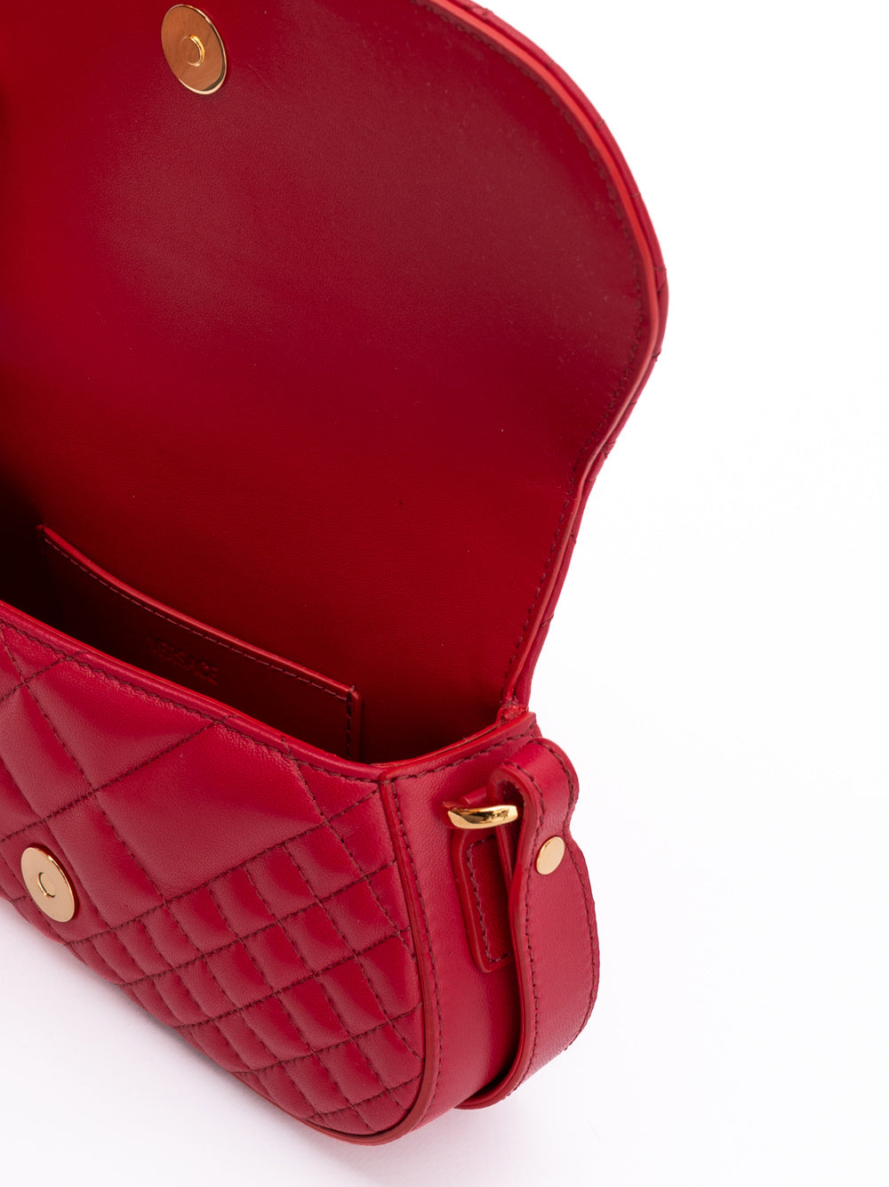 Borsa a tracolla trapuntata in pelle rossa