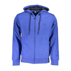 Blue Cotton Men Hoodie