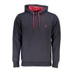 Blue Cotton Men Hoodie