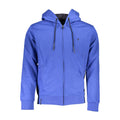 Blue Cotton Men Hoodie