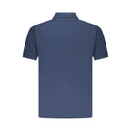 Blue Cotton Men Polo Shirt