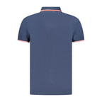Blue Cotton Men Polo