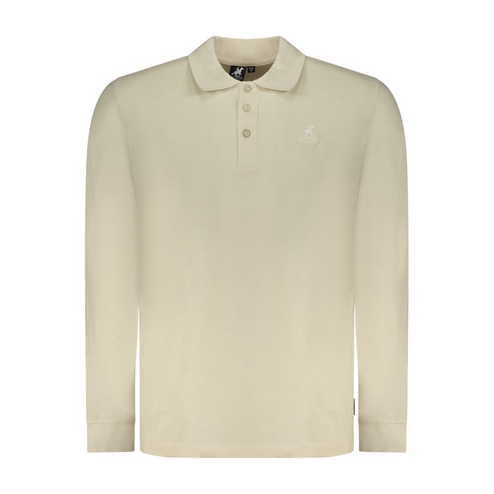 Beige Cotton Men Polo Shirt