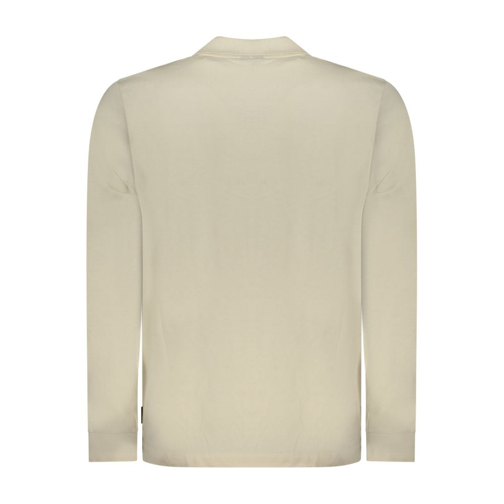Beige Cotton Men Polo Shirt