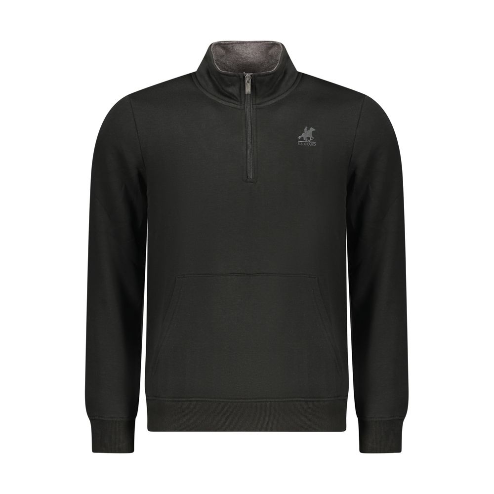 Black Polyester Men Sweatshirt