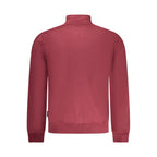 Red Cotton Men's Sweatshirt with Zip and Pockets
