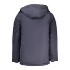 Blue Polyester Men's Parka Jacket