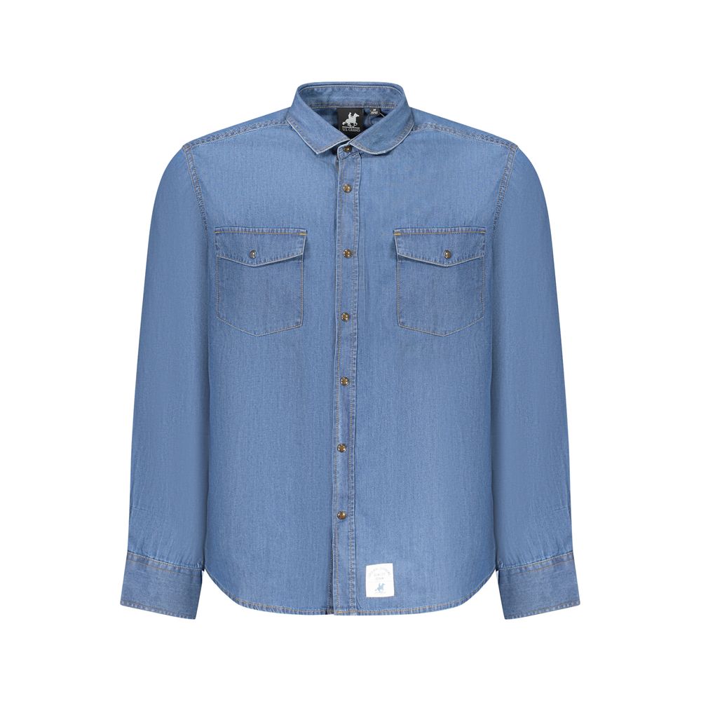 Blue Cotton Men Shirt