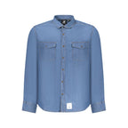 Blue Cotton Men Shirt