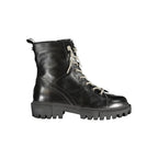 Damen-Stiefelette aus schwarzem Leder