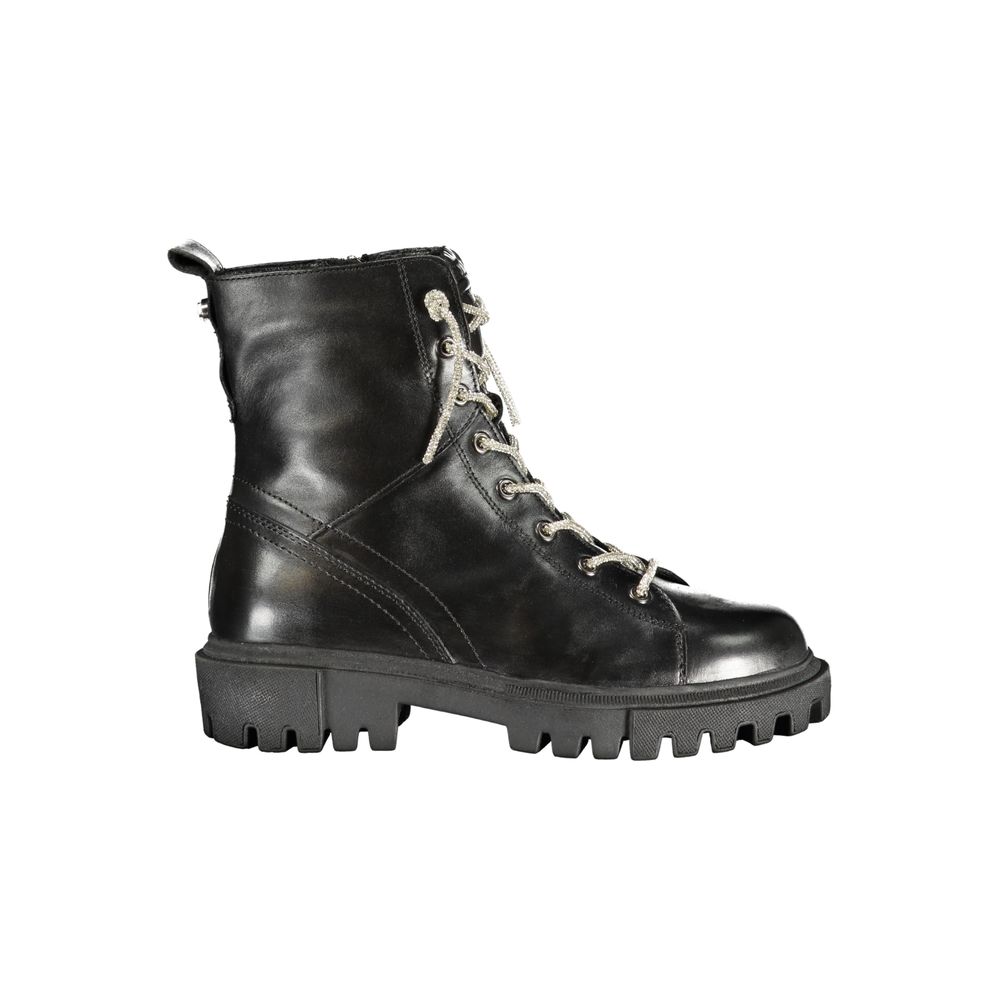 Damen-Stiefelette aus schwarzem Leder