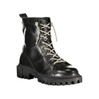 Damen-Stiefelette aus schwarzem Leder