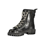 Damen-Stiefelette aus schwarzem Leder