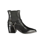 Black Leather Women Ankle Boot