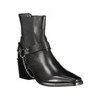 Black Leather Women Ankle Boot