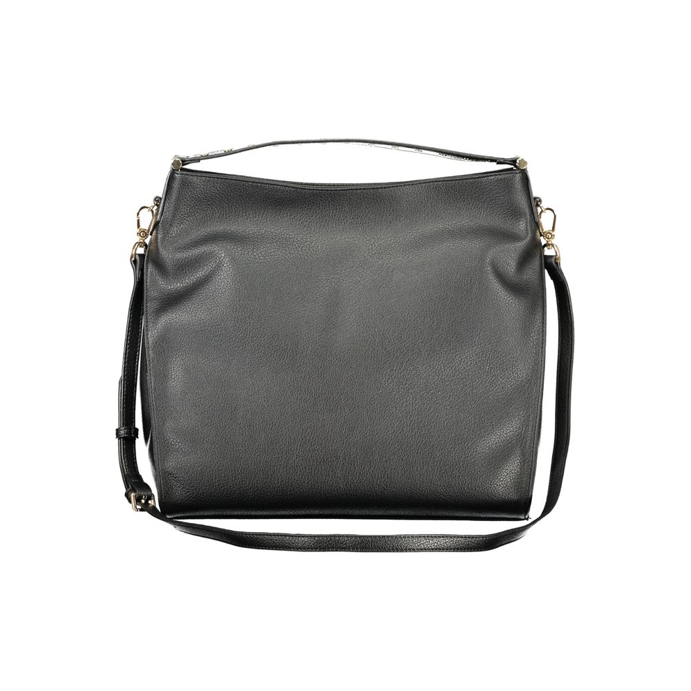 Black Polyurethane Women Shoulder Bag