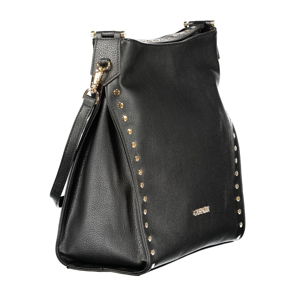 Black Polyurethane Women Shoulder Bag