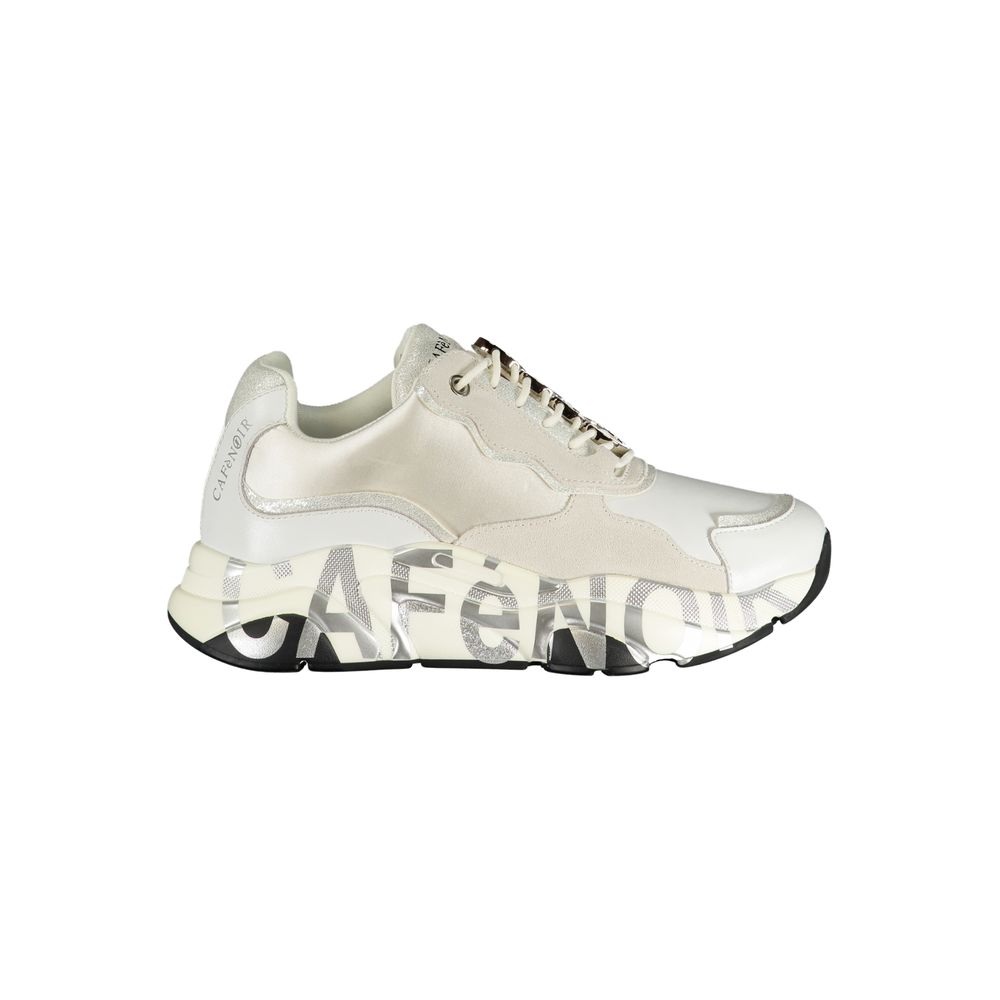 White Polyurethane Women Sneaker