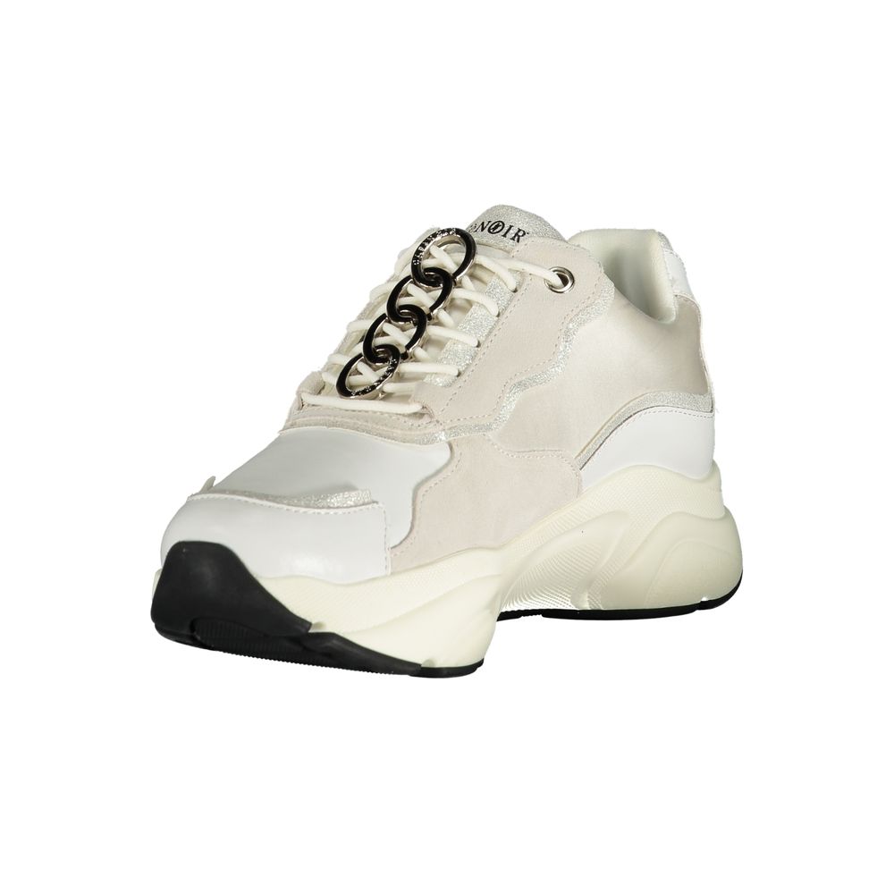 White Polyurethane Women Sneaker
