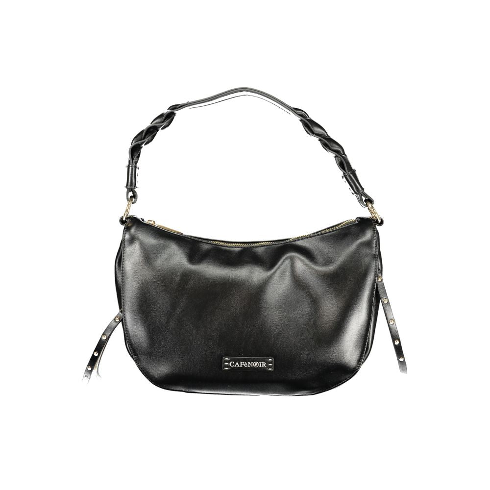 Black Polyurethane Women Shoulder Bag