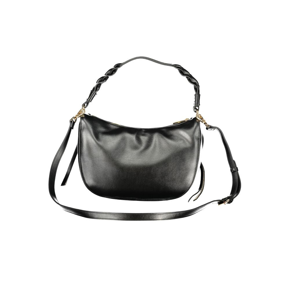Black Polyurethane Women Shoulder Bag