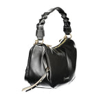Black Polyurethane Women Shoulder Bag