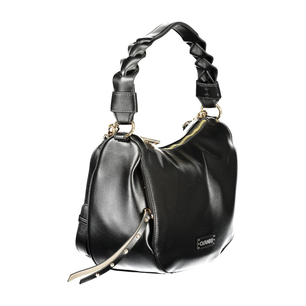 Black Polyurethane Women Shoulder Bag
